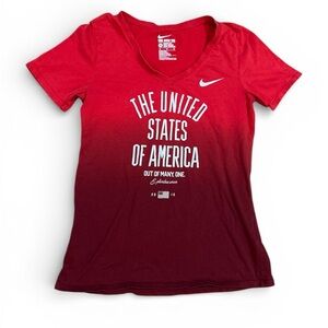 Nike USA Olympic Team Red V-Neck Tee Women’s Top Short Sleeve Size Medium